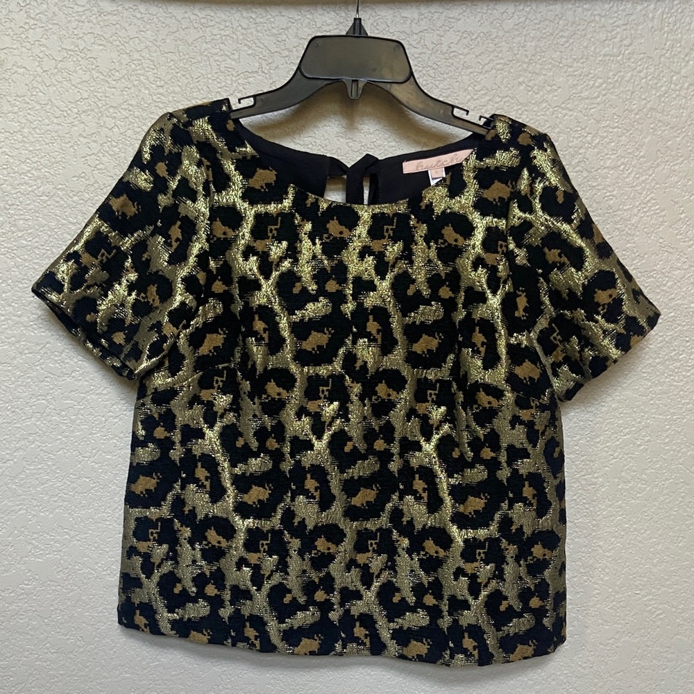 Sale! Leopard Print Gold & Black Women's Top with Black Bow. Size S, Hutch - Picture 10 of 10